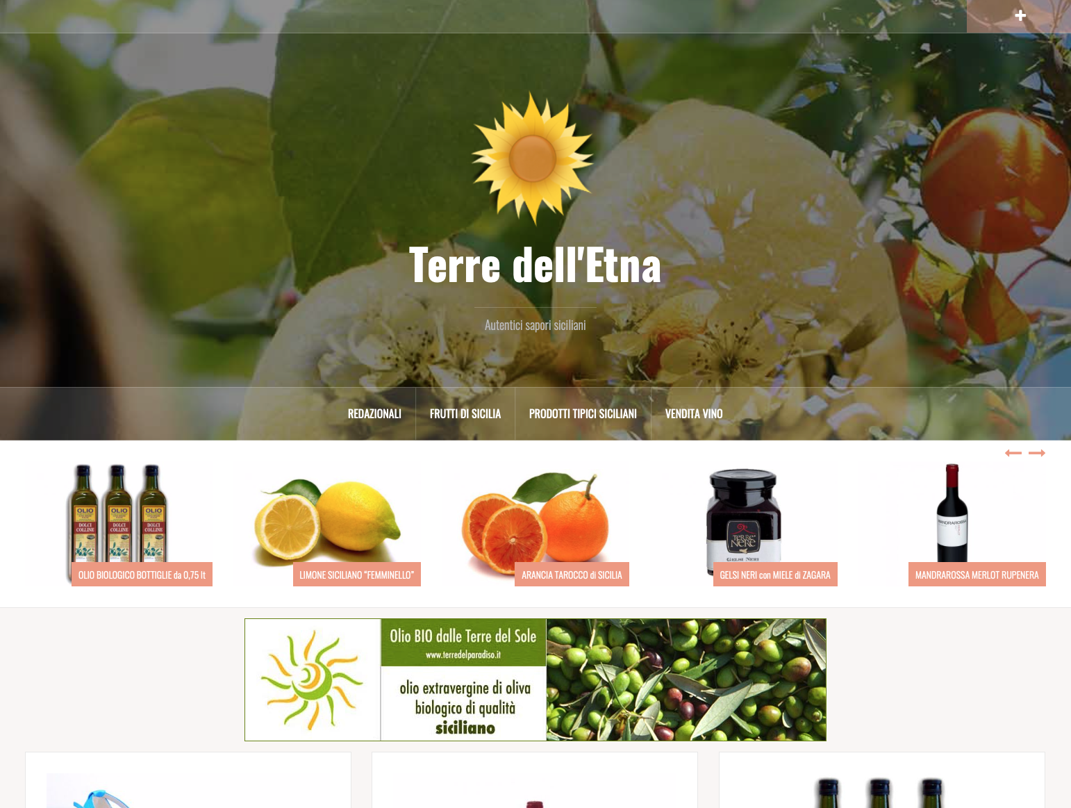 Vendita prodotti tipici siciliani e olio di oliva extravergine